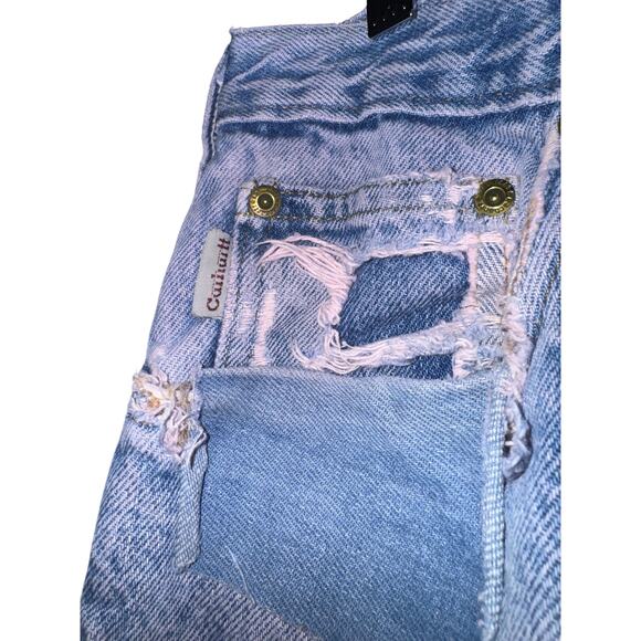 Carhartt Thrashed Flannel Lined Plaid Jean Pants 32x31 Warm Fall Utility Grunge - Picture 5 of 11